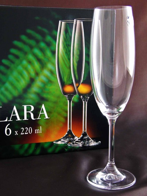 Bohemia Lara Crystal Glass Champagne Flutes 6 Piece Set