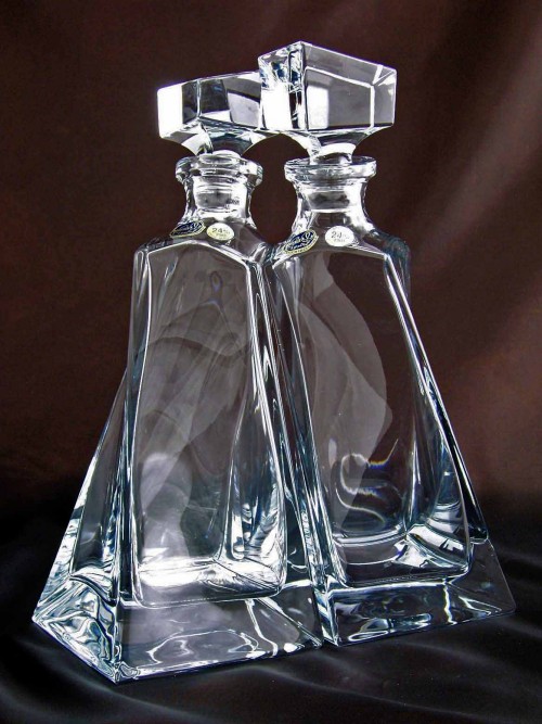 Bohemia Crystal Lovers Decanters, Set of 2