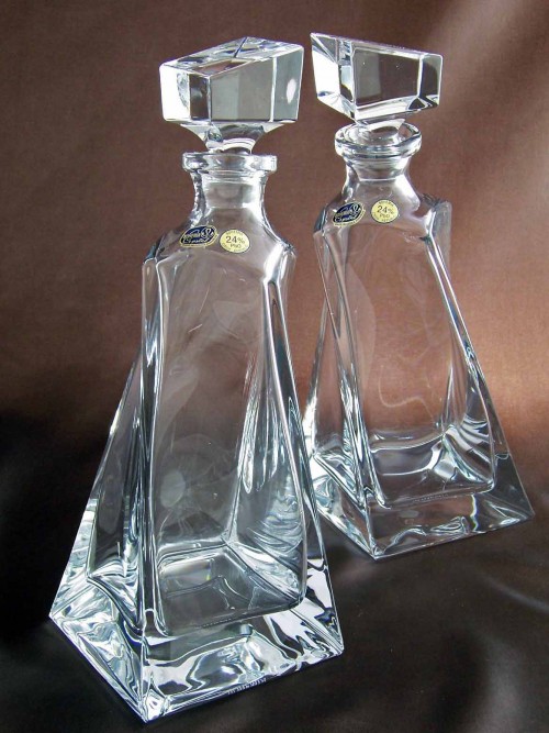 Bohemia Crystal Lovers Decanters, Set of 2