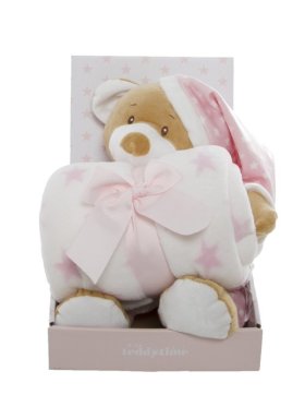 Starbright Teddy Bear Gift Pack - Bear and Blanket Pink