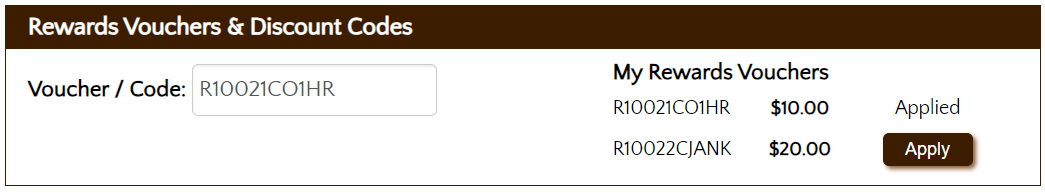 Apply rewards vouchers