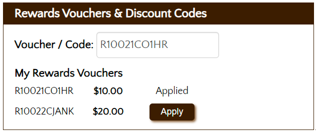 Apply rewards vouchers