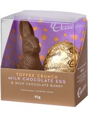 Chocolatier Toffee Crunch Milk Chocolate Egg & Milk Bunny 90g