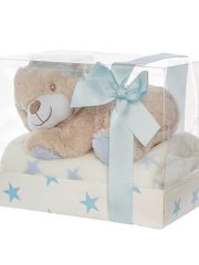 Blue Teddy Bear & Blanket Gift Pack