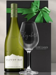 Engraved Crystal Wine Glass & Wine