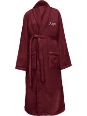 Embroidered Plush Ultra Soft Robe - Burgundy