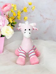 Pink Striped Giraffe with Rattle 23cm
