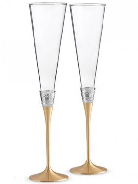 Wedgwood Vera Wang With Love Gold Champagne Flute Pair