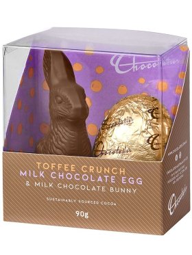 Chocolatier Toffee Crunch Milk Chocolate Egg & Milk Bunny 90g