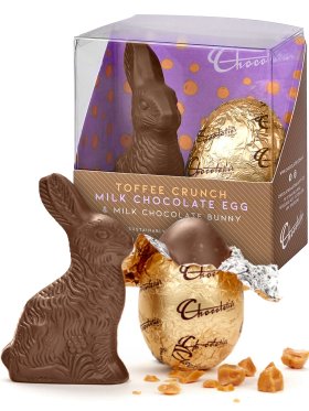 Chocolatier Toffee Crunch Milk Chocolate Egg & Milk Bunny 90g