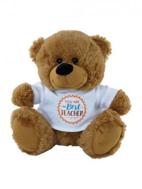 Plush Bear Brown Best Teacher Shirt 23cm