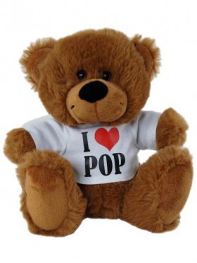 Plush Bear Brown I Love Pop Shirt 18cm