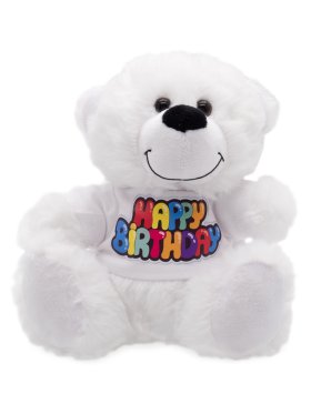Plush Bear White Happy Birthday 18cm