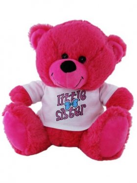 Plush Bear Little Sister Shirt Hot Pink 25cm