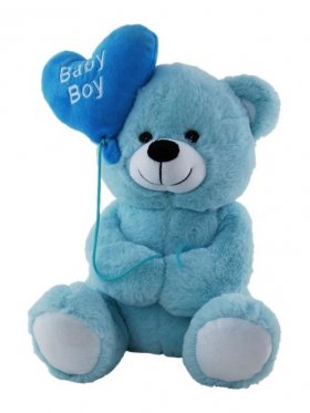 Plush Bear with Balloon Baby Boy 25cm