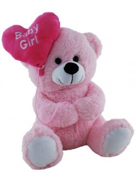 Plush Bear with Balloon Baby Girl 25cm