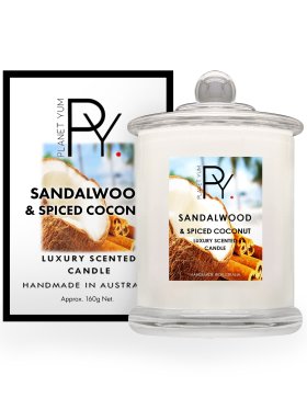 Planet Yum Sandalwood & Spiced Coconut Luxury Scented Candle 160g