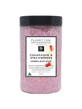 Planet Yum Champagne & Strawberries Mineral Bath Salts Relaxing Soak 350g