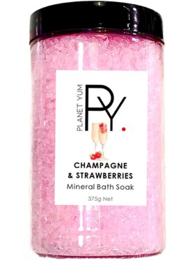 Planet Yum Champagne & Strawberries Mineral Bath Salts Relaxing Soak 350g