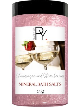 Planet Yum Champagne & Strawberries Mineral Bath Salts Relaxing Soak 350g