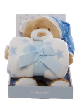Starbright Teddy Bear Gift Pack - Bear and Blanket Blue