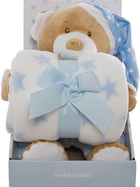 Starbright Teddy Bear Gift Pack - Bear and Blanket Blue