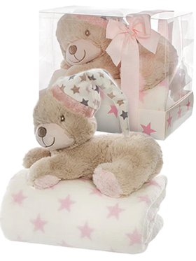 Pink Teddy Bear & Blanket Gift Pack