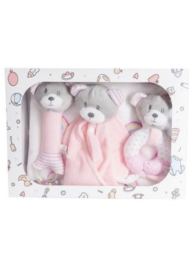 Baby Gift Pack - Bear Accessories and Blanket - Baby Pink