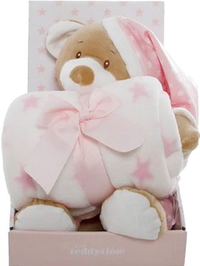 Starbright Teddy Bear Gift Pack - Bear and Blanket Pink