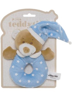 Starbright Teddy Bear Rattle Ring - Blue