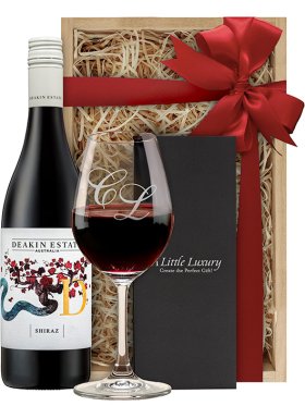 Engraved Crystal Wine Glass & Wine