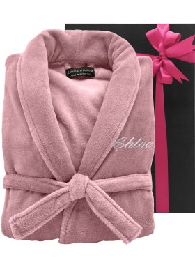Embroidered Plush Ultra Soft Robe - Blush