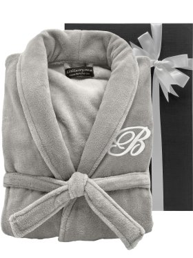 Embroidered Plush Ultra Soft Robe - Dove