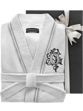 Embroidered Cotton Velour Bathrobe