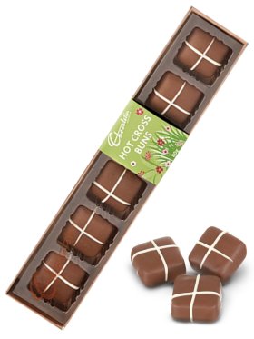 Chocolatier Hot Cross Bun Chocolates 6 pack, 80g