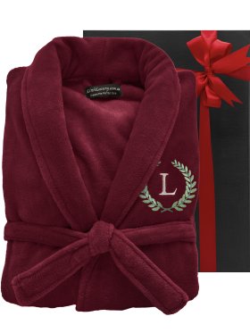 Embroidered Plush Ultra Soft Robe - Burgundy