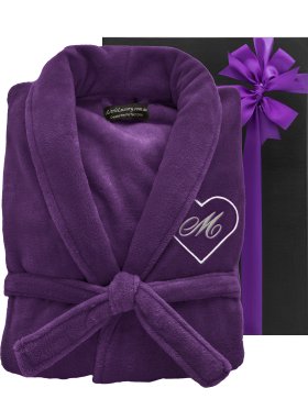 Embroidered Plush Ultra Soft Robe - Plum